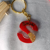Customized Golden Red Resin S Alphabate Keychain